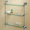 Promo 💯 Gatco Premier 3-Tier Glass Shelf in Polished Chrome ❤️