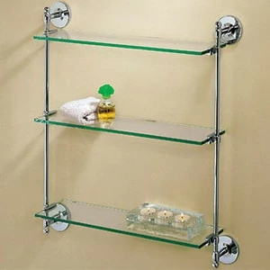 Promo 💯 Gatco Premier 3-Tier Glass Shelf in Polished Chrome ❤️ 3 Promo 💯 Gatco Premier 3-Tier Glass Shelf in Polished Chrome ❤️