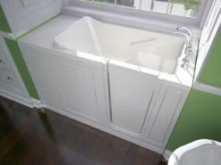 Discount 😉 Safety Tubs Safety Tubs 48 x 28 in. 45 gal Gelcoat Freestanding Walk-In Bathtub Soaker with Extension Kit and Right Hand Minute Drain in White 🌟