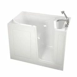 Outlet 🎉 Safety Tubs Safety Tubs 48 x 28 x 38 in. 45 gal Gelcoat Freestanding Walk-In Bathtub with Right Hand Drain in White 🧨