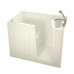 New 🛒 Safety Tubs Safety Tubs 48 x 28 x 38 in. 13.3A Gelcoat Walk-In Dual Massage Tub with Right Hand Drain in Biscuit 🔥
