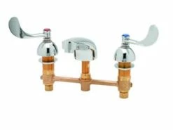 Best Sale 🎁 T&S Brass Two Handle Widespread Bathroom Sink Faucet in Polished Chrome 👏