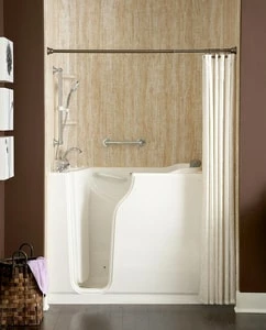 Outlet ❤️ Safety Tubs Safety Tubs 52 x 30 in. 60 gal Gelcoat Walk-In Dual Massage Bathtub with Left Hand Drain in White 🎉